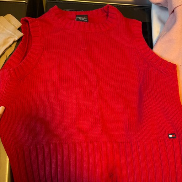 Vintage Tommy Jeans Red Sweater Vest - Picture 2 of 3